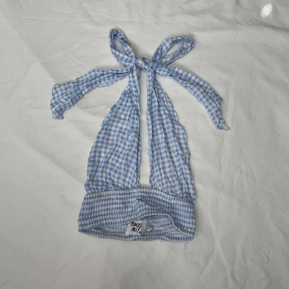 Plaid bandeau tie top